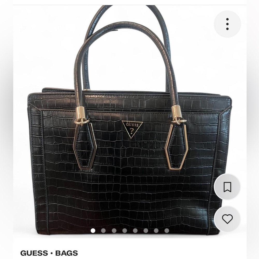 GUESS Black Croc-Embossed Tote